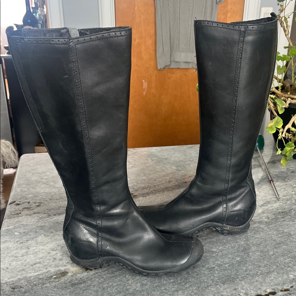 Merrill Women’s Plaza Park Waterproof Le Black Leather Knee-High Boots Size7